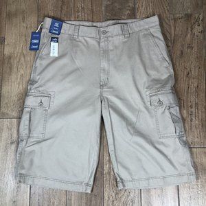 Roundtree & Yorke Casuals TALL Mens New $59 Cotton Stretch CARGO Shorts 42 Tan